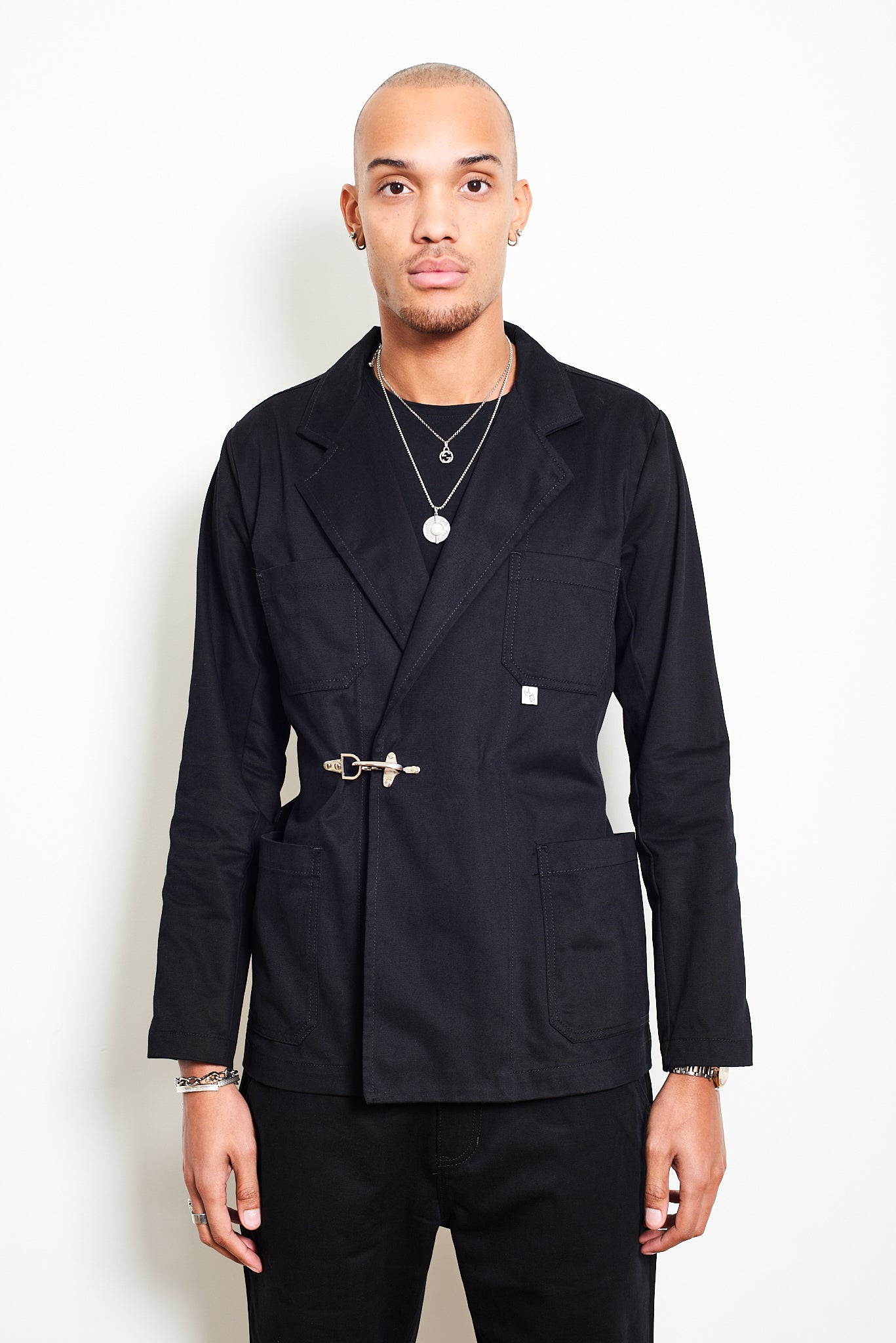 サルエ SALUE リネンジャケット ヘリンボーン ブラック Black Sally Jacket