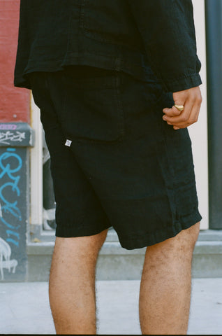 Black Linen Shorts